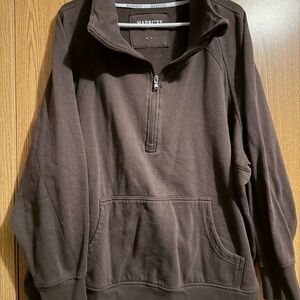 Maurices Women's Chocolate Brown Quarter-Zip Pullover Sweatshirt